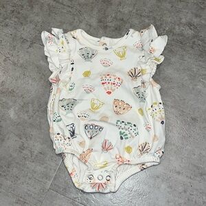 Pehr Seashells Organic Cotton Bubble Romper 3-6 Months